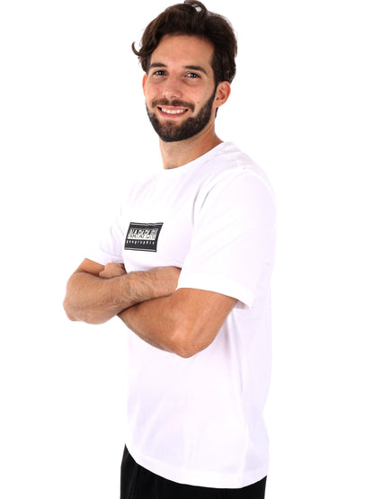 T-SHIRT BOX LOGO NAPAPIJRI DA UOMO BIANCO