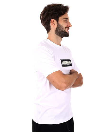 T-SHIRT BOX LOGO NAPAPIJRI DA UOMO BIANCO