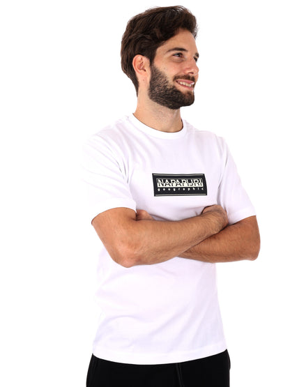 T-SHIRT BOX LOGO NAPAPIJRI DA UOMO BIANCO