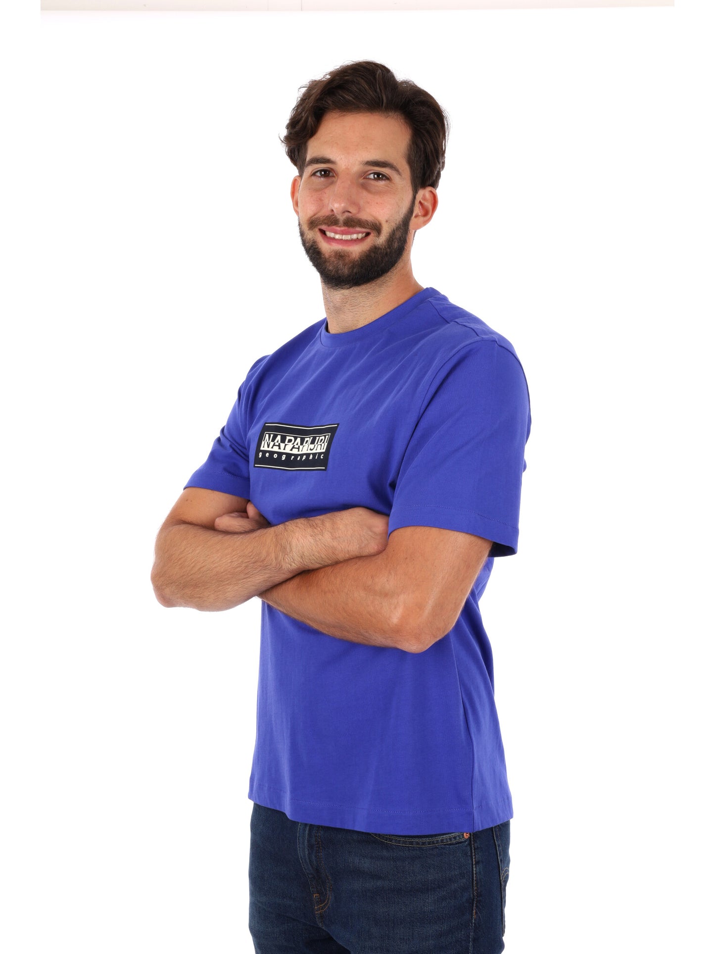 T-SHIRT BOX LOGO NAPAPIJRI DA UOMO BLU ROYAL
