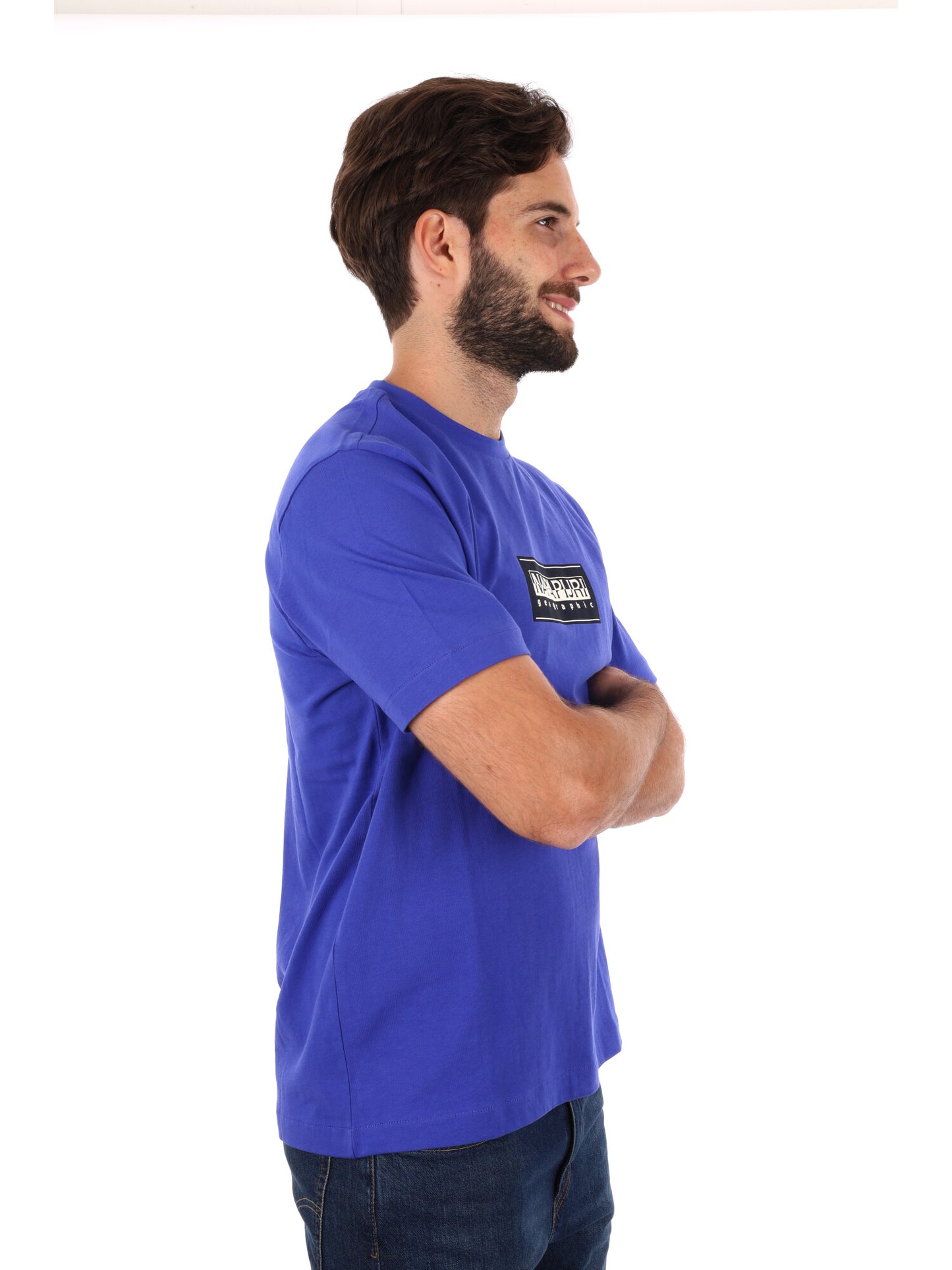 T-SHIRT BOX LOGO NAPAPIJRI DA UOMO BLU ROYAL