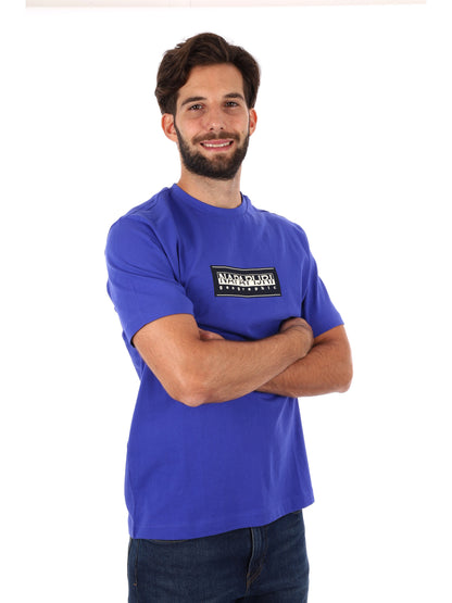 T-SHIRT BOX LOGO NAPAPIJRI DA UOMO BLU ROYAL