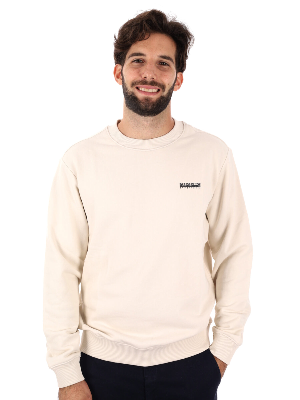 Napapijri b-smallbox felpa da uomo panna