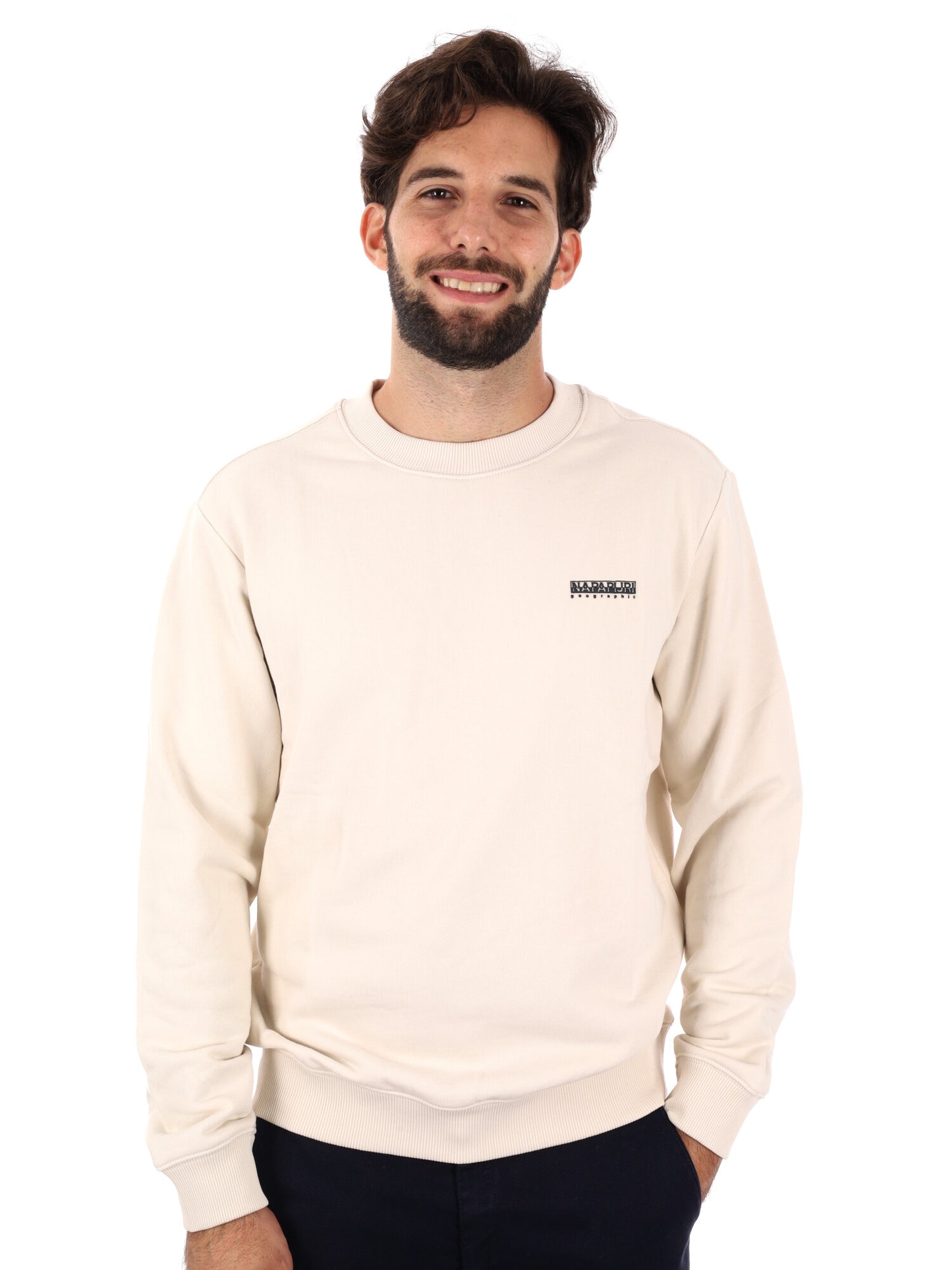 FELPA GIROCOLLO SMALLBOX NAPAPIJRI DA UOMO PANNA