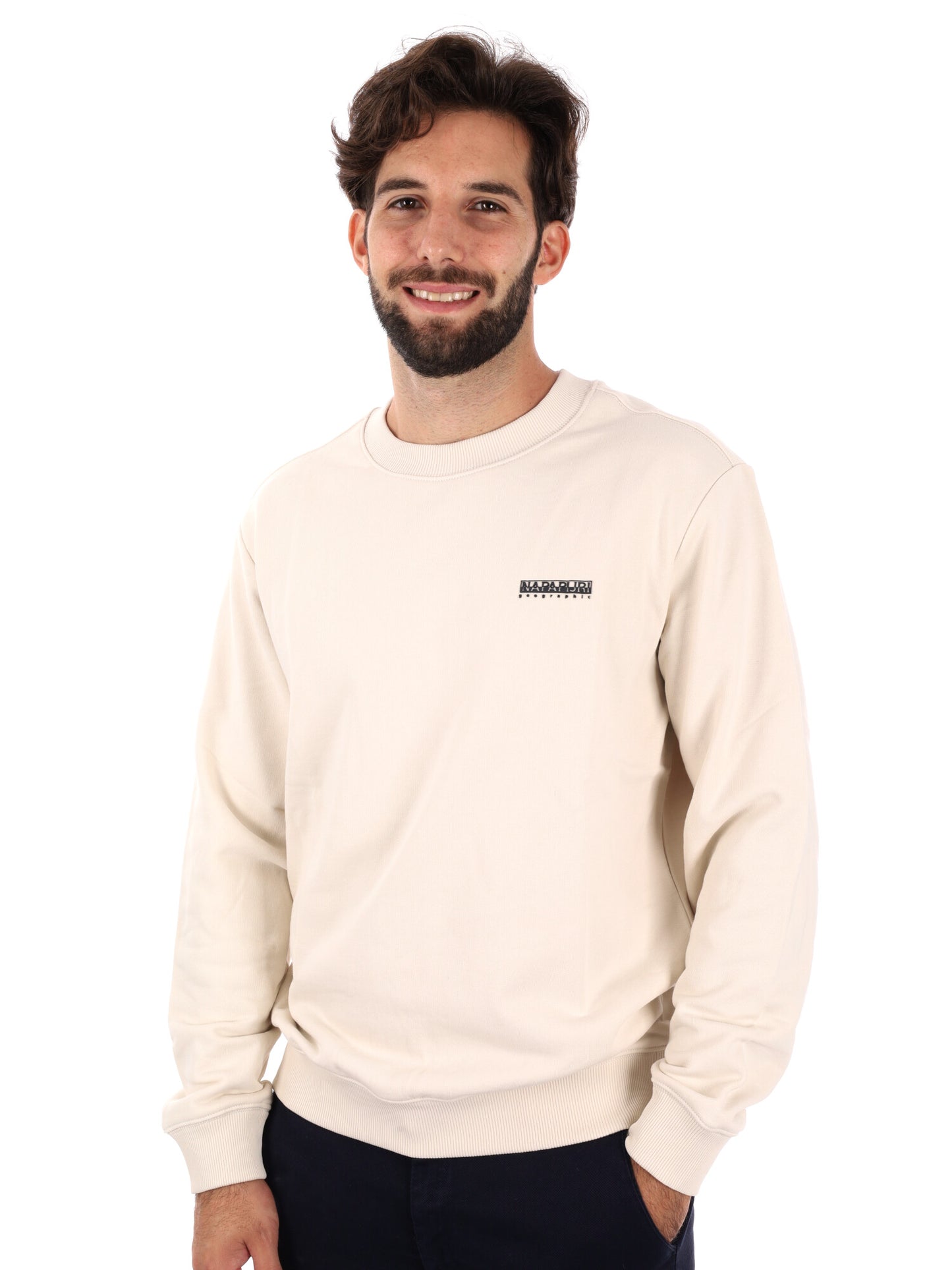 FELPA GIROCOLLO SMALLBOX NAPAPIJRI DA UOMO PANNA