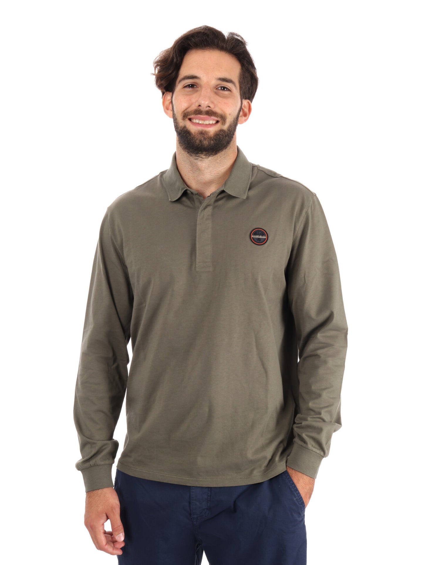 POLO A MANICHE LUNGHE NAPAPIJRI DA UOMO VERDE