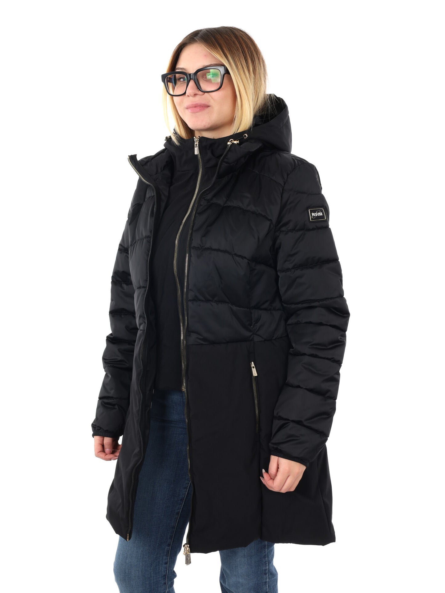 GIACCONE CON FINTO GILET YES ZEE DA DONNA NERO