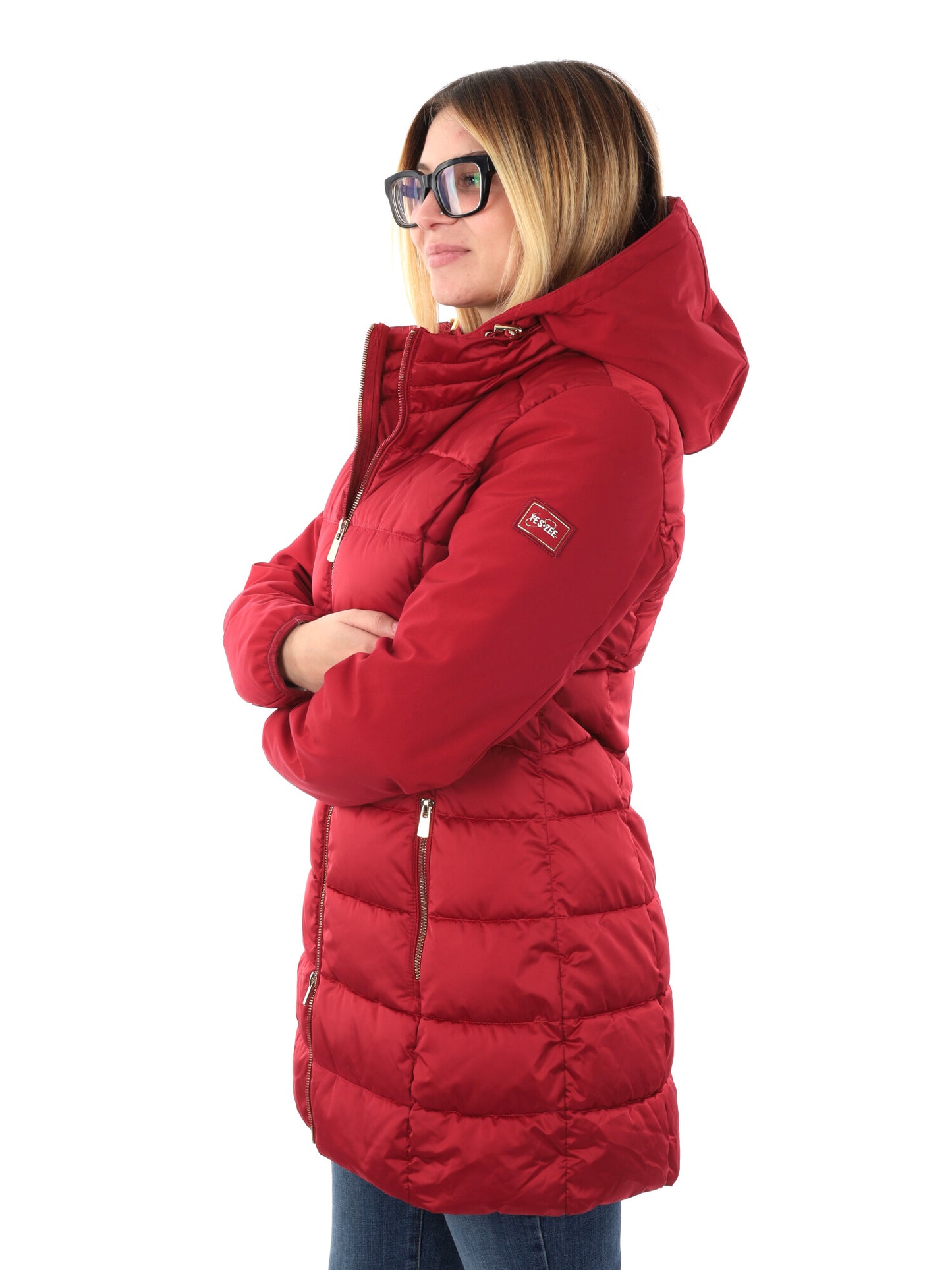 GIACCONE LUNGO YES ZEE DA DONNA ROSSO SCURO