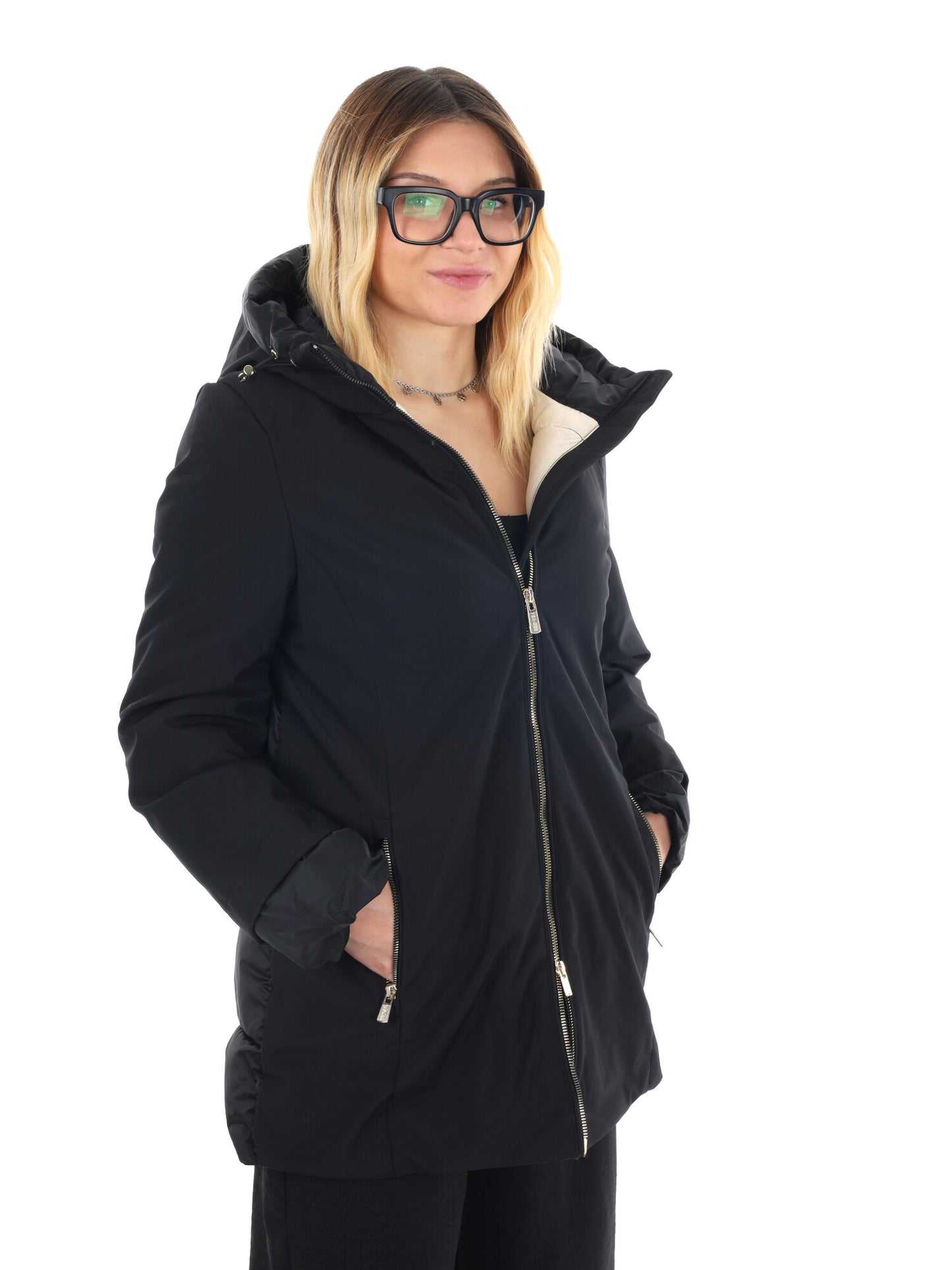 GIACCONE LUNGHEZZA MEDIA YES ZEE DA DONNA NERO