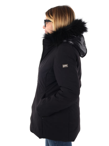 GIACCONE CON CAPPUCCIO E FINTO GILET YES ZEE DA DONNA NERO
