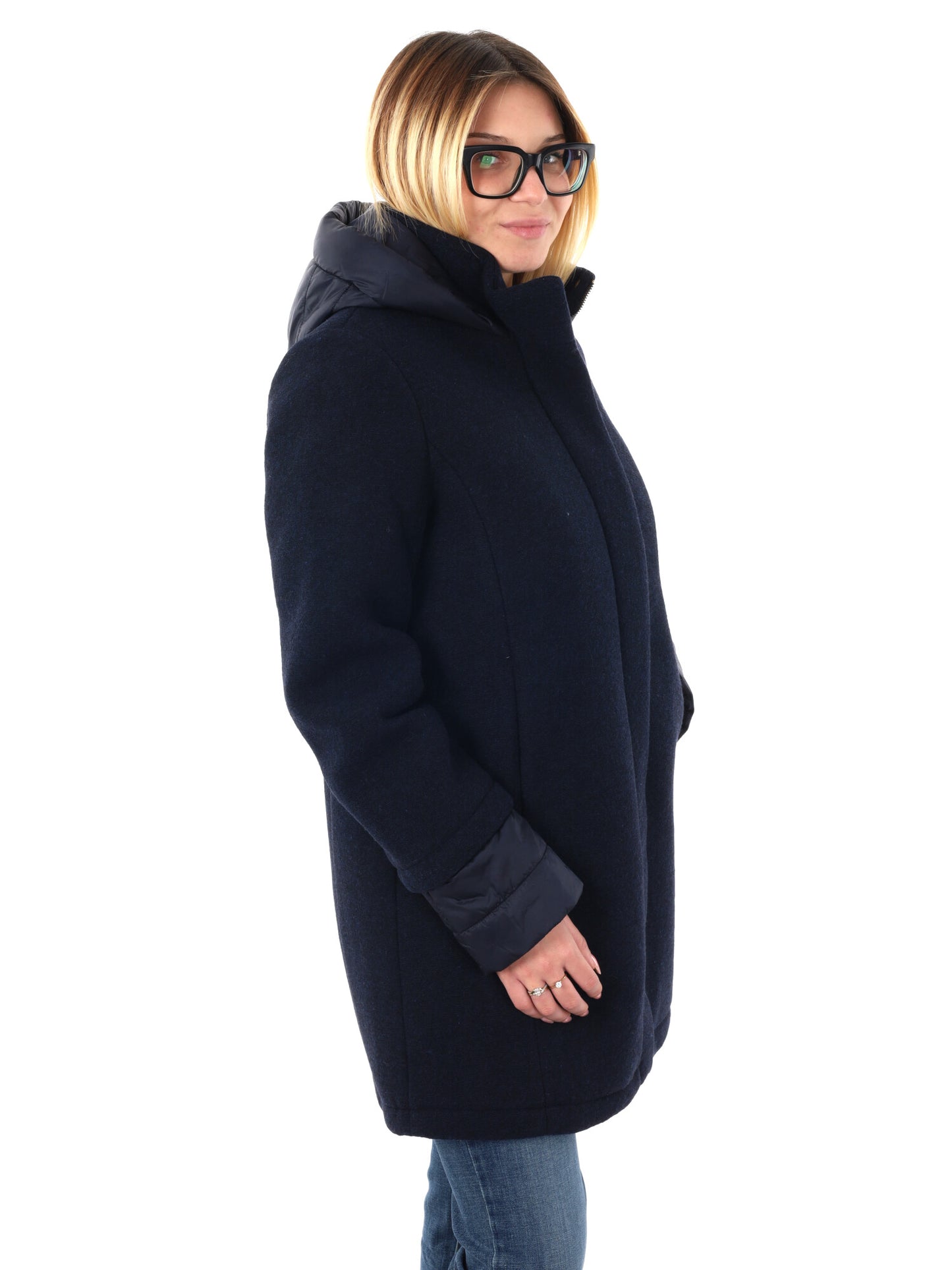 CAPPOTTO CON CAPPUCCIO FICCO YES ZEE DA DONNA BLU