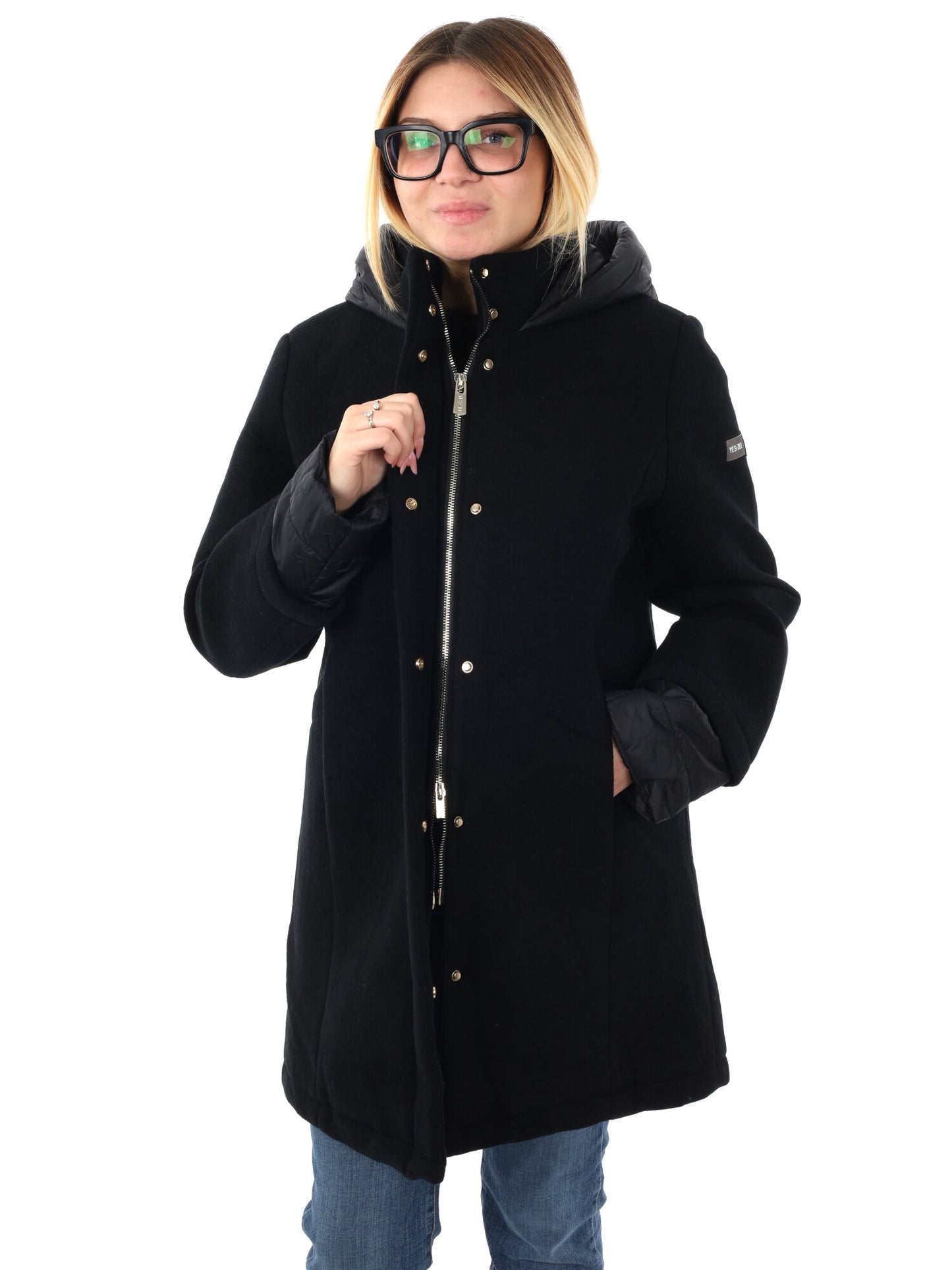 CAPPOTTO CON CAPPUCCIO FICCO YES ZEE DA DONNA NERO