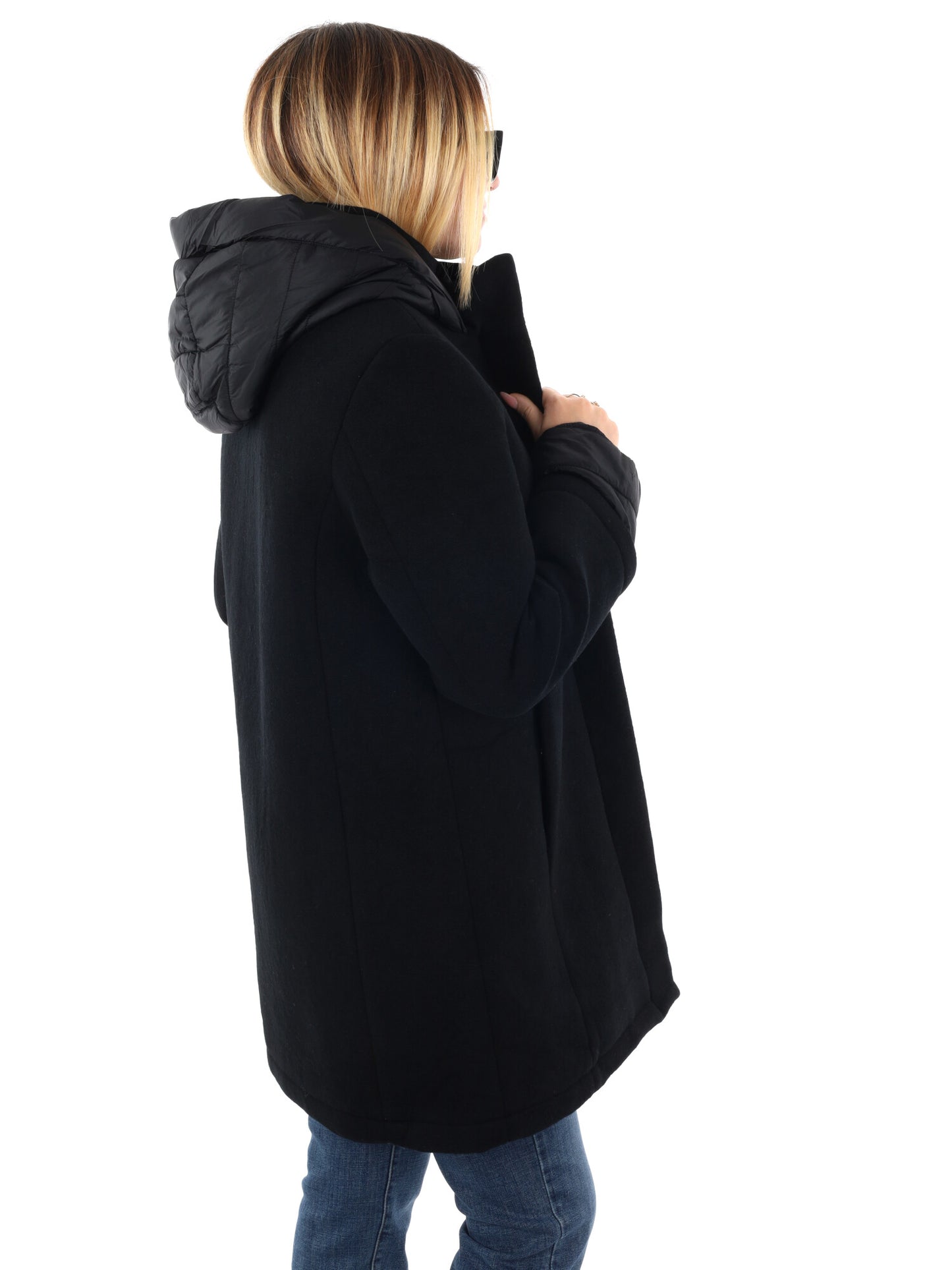CAPPOTTO CON CAPPUCCIO FICCO YES ZEE DA DONNA NERO