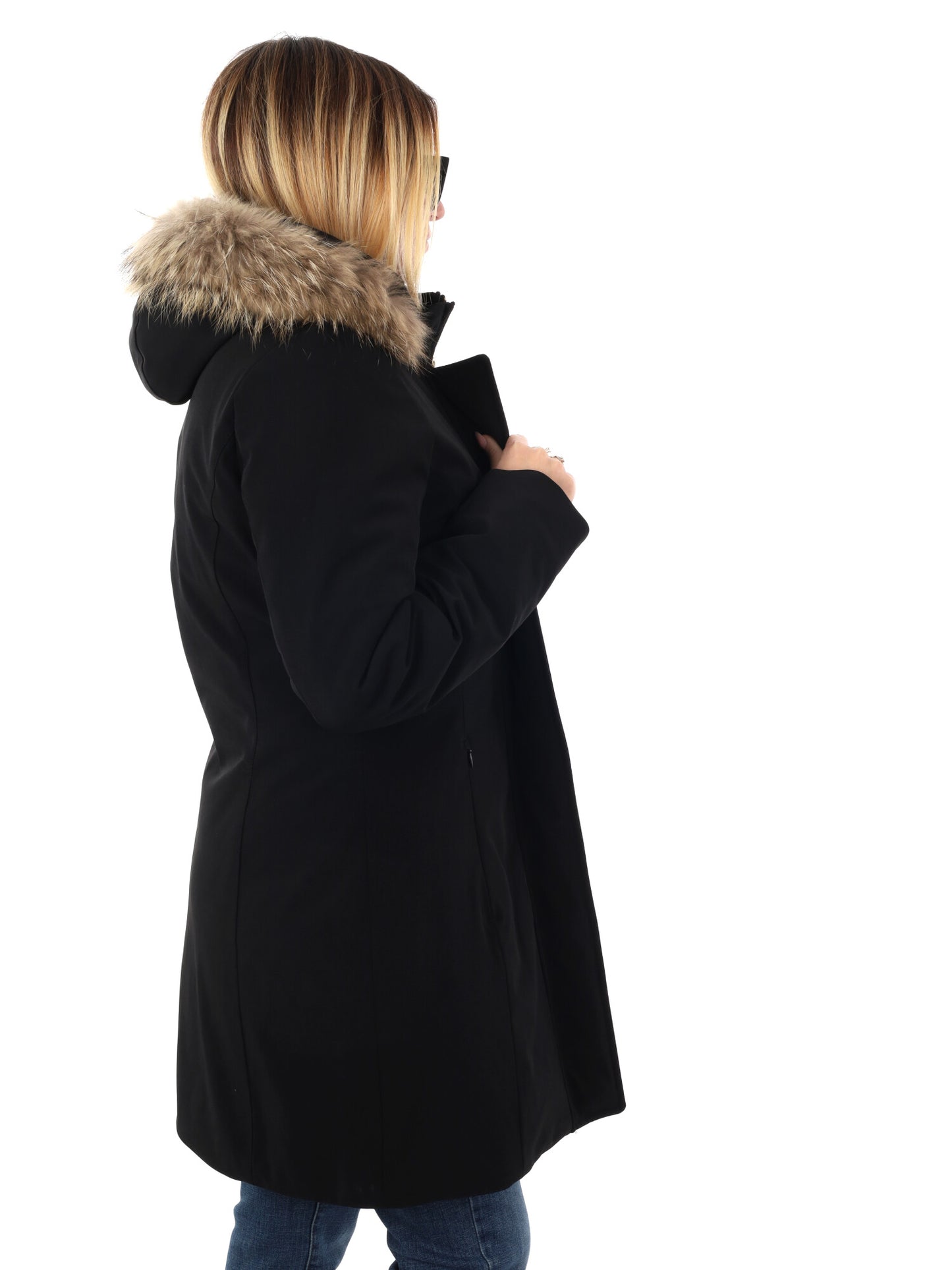 GIACCONE IDROREPELLENTE CON CAPPUCCIO YES ZEE DA DONNA NERO