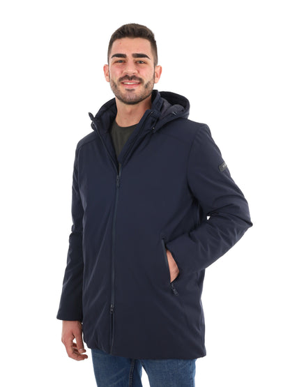 GIACCONE SOFT SHELL CON CAPPUCCIO YES ZEE DA UOMO BLU