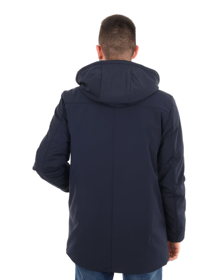 GIACCONE SOFT SHELL CON CAPPUCCIO YES ZEE DA UOMO BLU