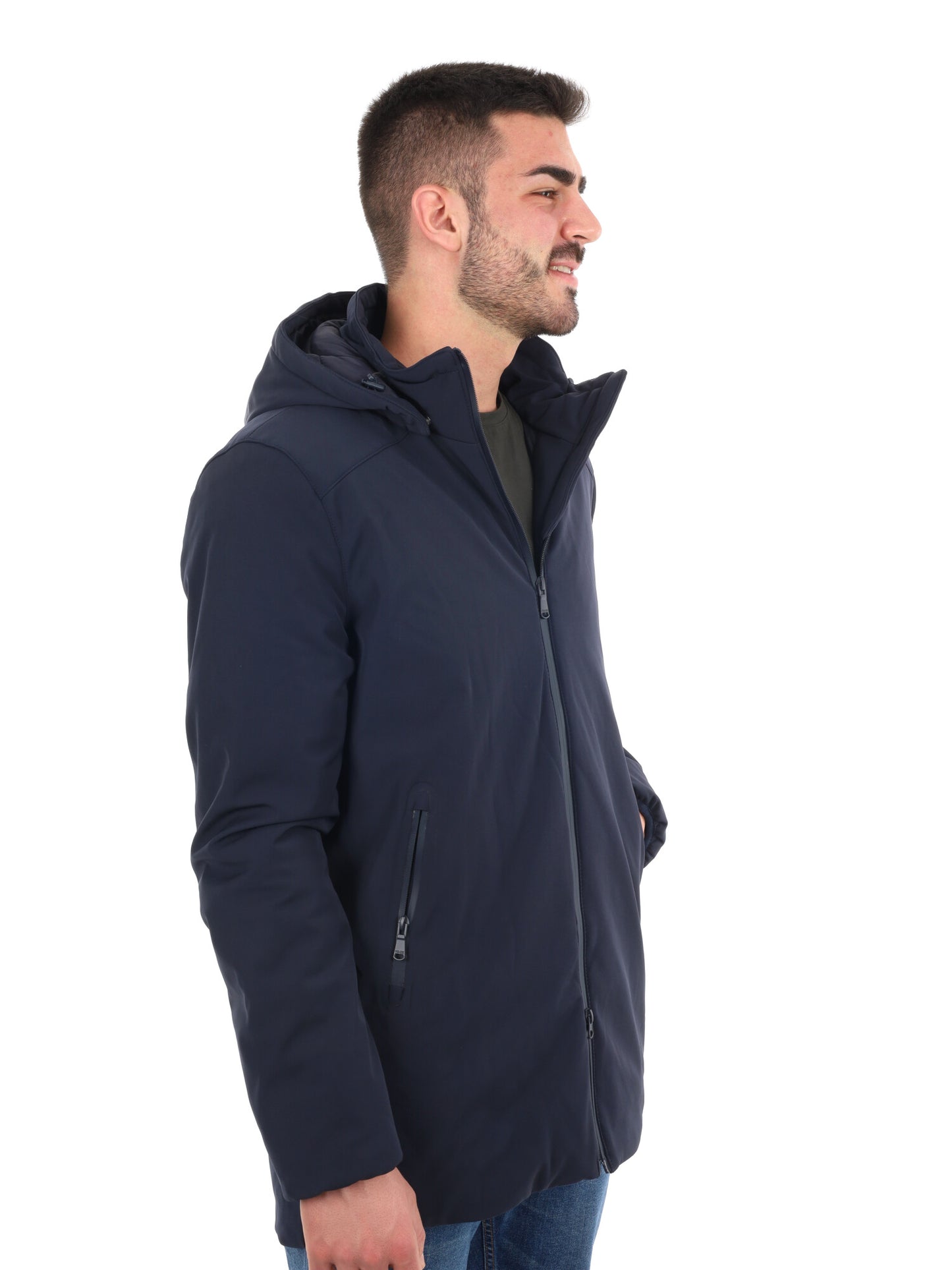 GIACCONE SOFT SHELL CON CAPPUCCIO YES ZEE DA UOMO BLU