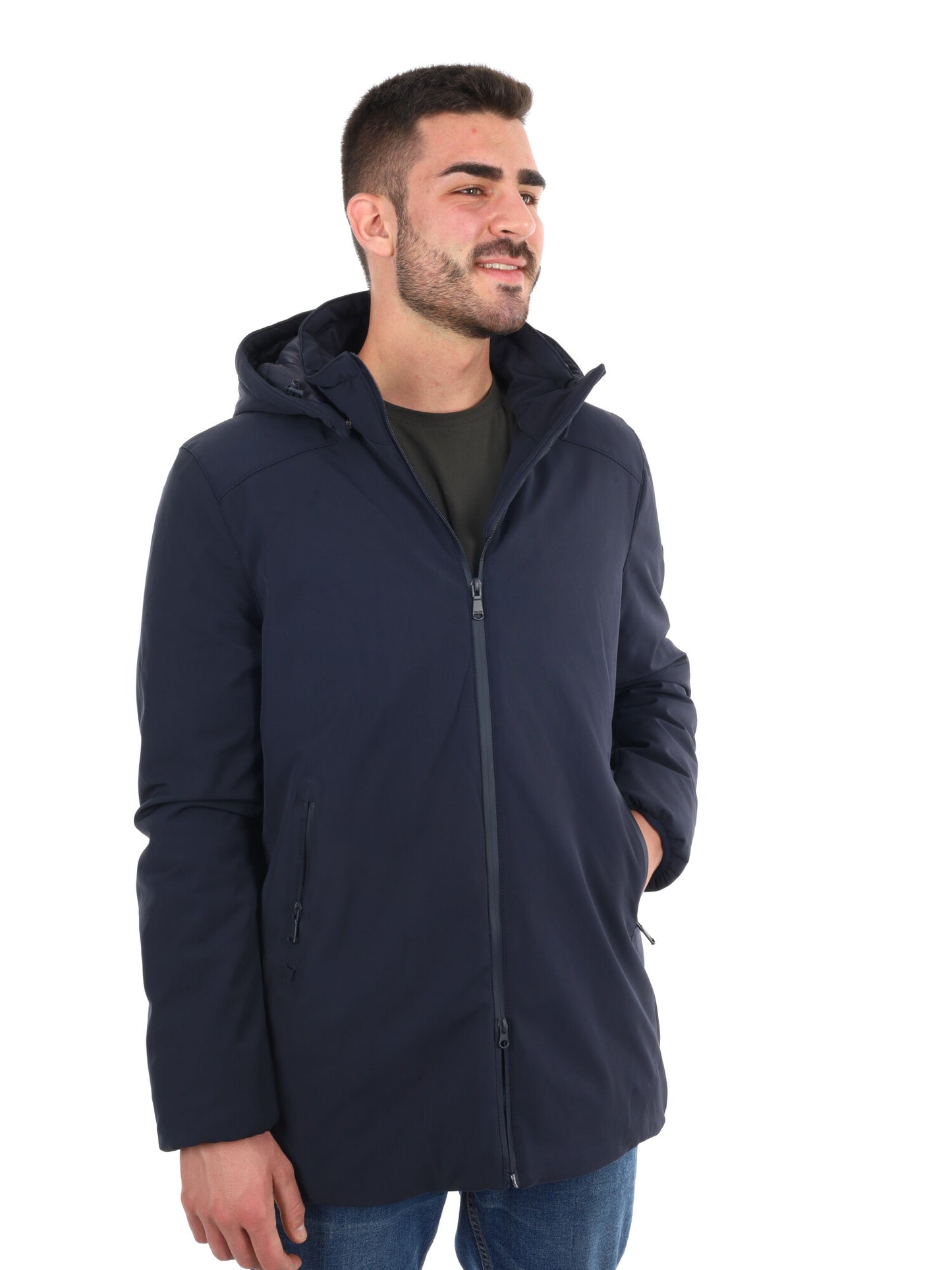 GIACCONE SOFT SHELL CON CAPPUCCIO YES ZEE DA UOMO BLU