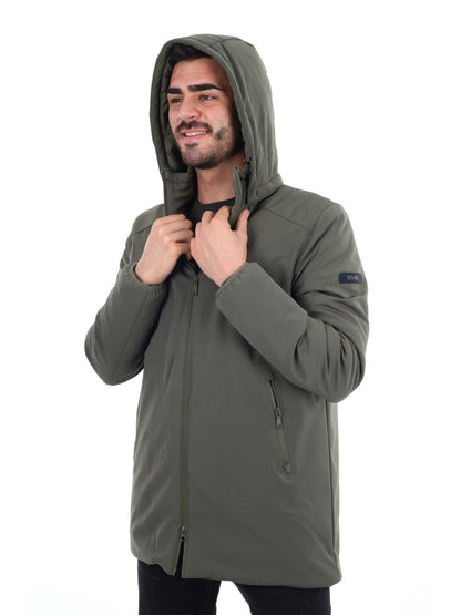 GIACCONE SOFT SHELL CON CAPPUCCIO YES ZEE DA UOMO VERDE MILITARE