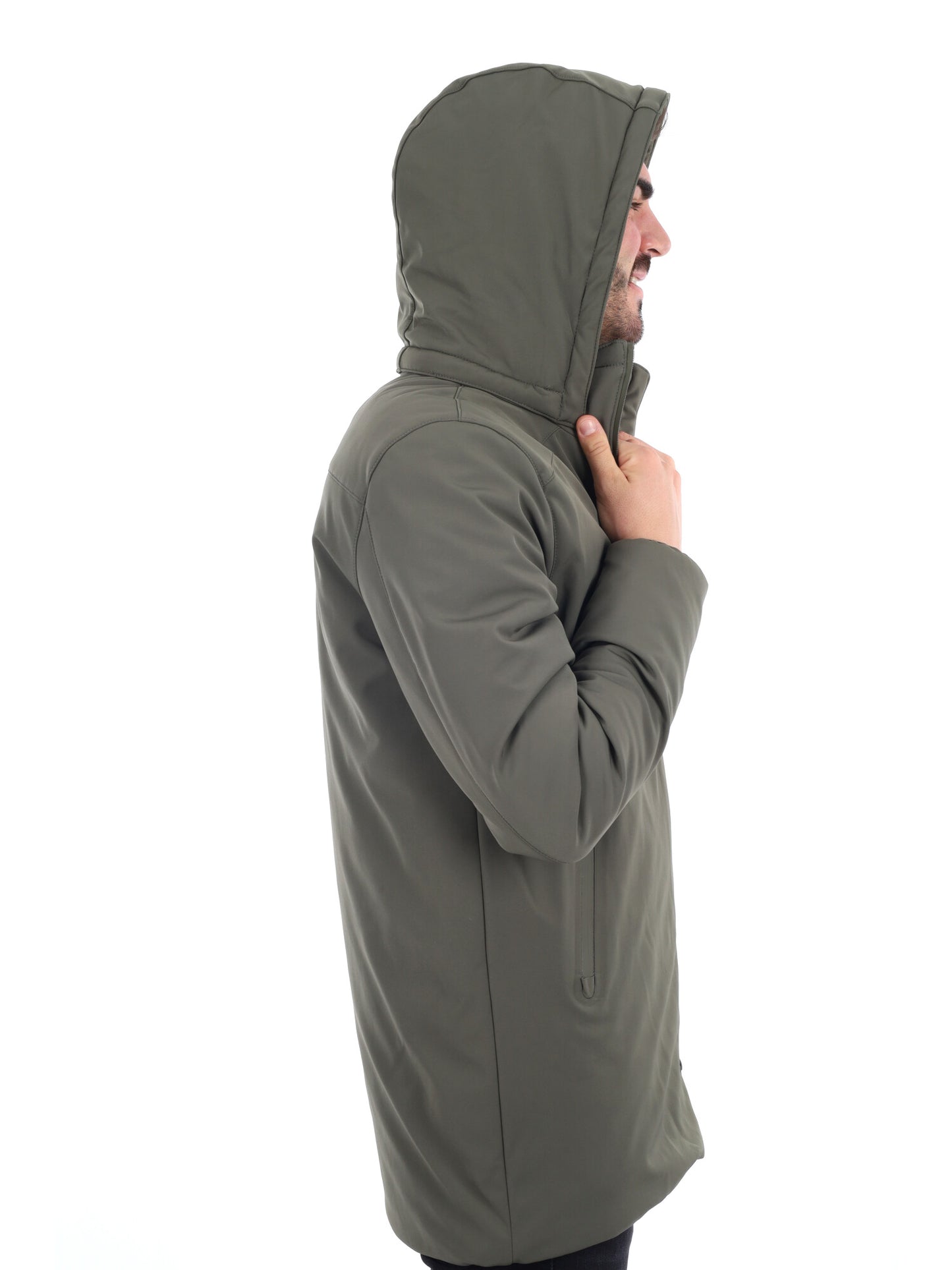 GIACCONE SOFT SHELL CON CAPPUCCIO YES ZEE DA UOMO VERDE MILITARE