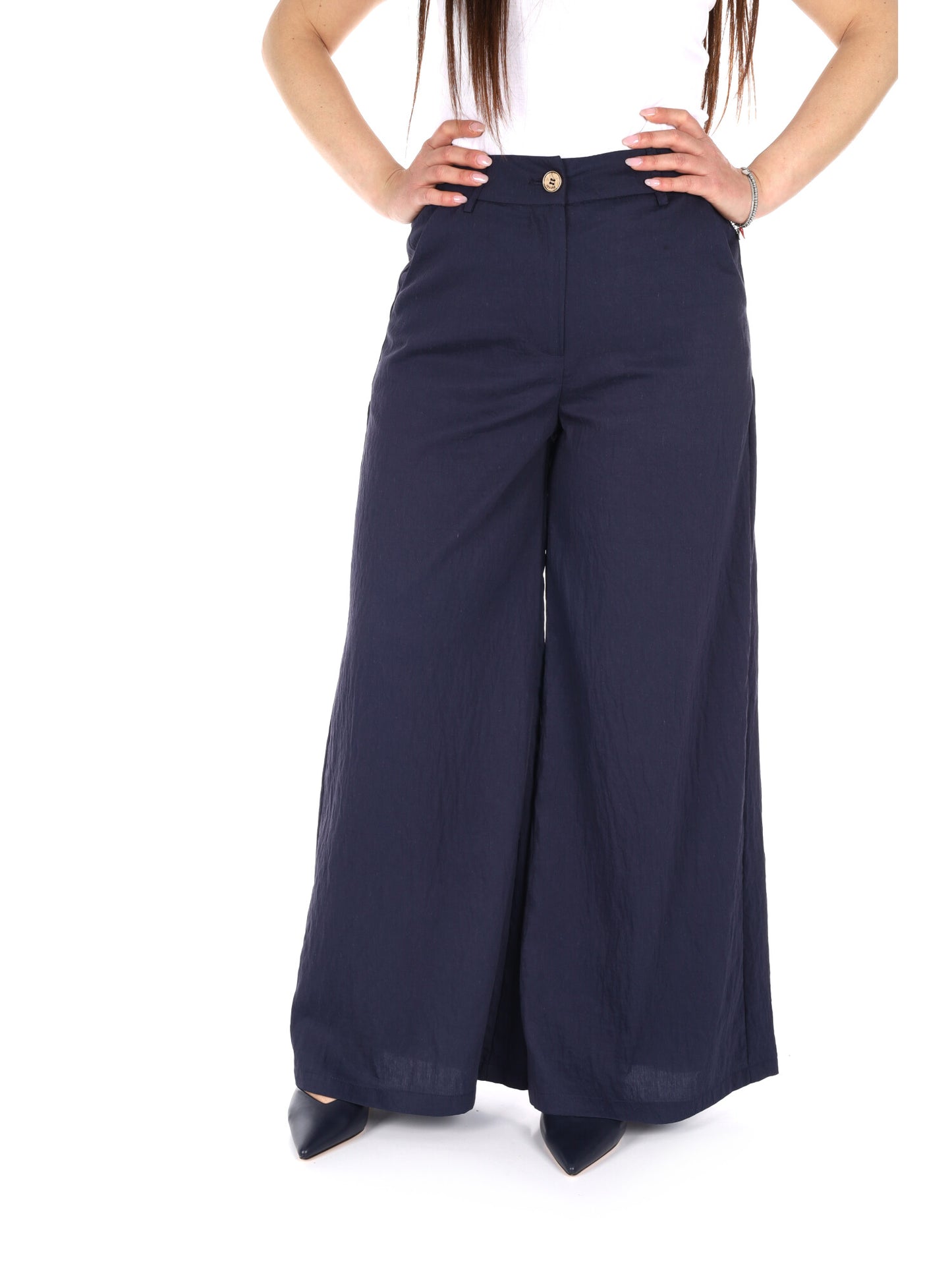 Pantaloni Yes-Zee donna in blu per la primavera-estate