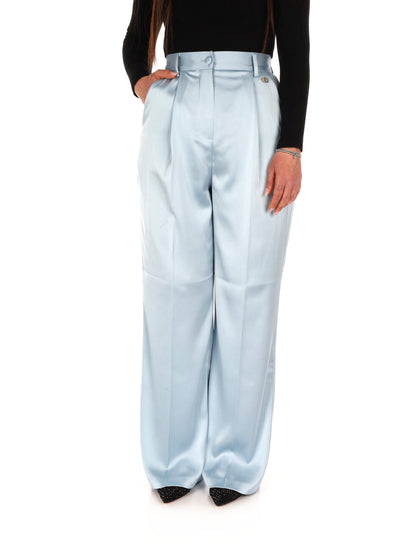 Pantaloni casual Yes-Zee donna azzurri per la primavera-estate