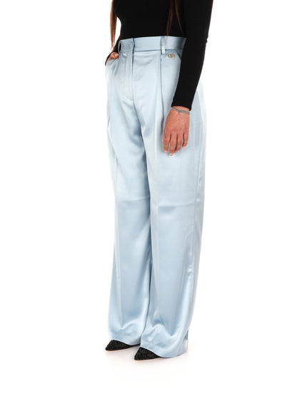 Pantaloni casual Yes-Zee donna azzurri per la primavera-estate