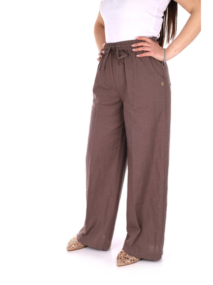 Pantaloni Yes-Zee donna in marrone, stile confortevole e versatile