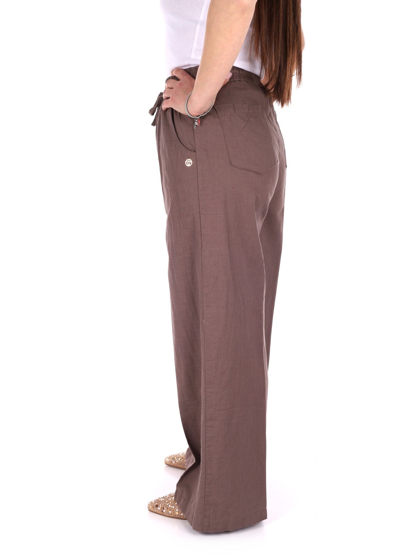 Pantaloni Yes-Zee donna in marrone, stile confortevole e versatile