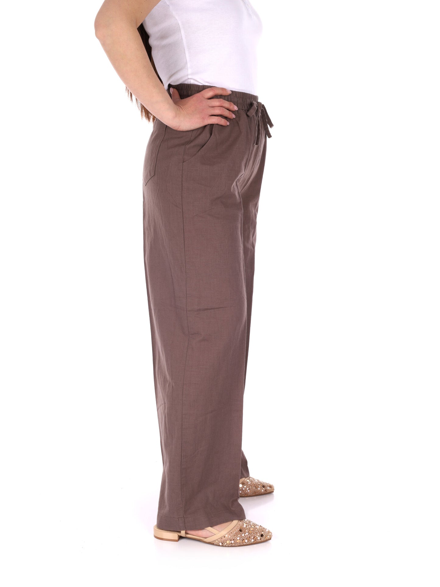 Pantaloni Yes-Zee donna in marrone, stile confortevole e versatile