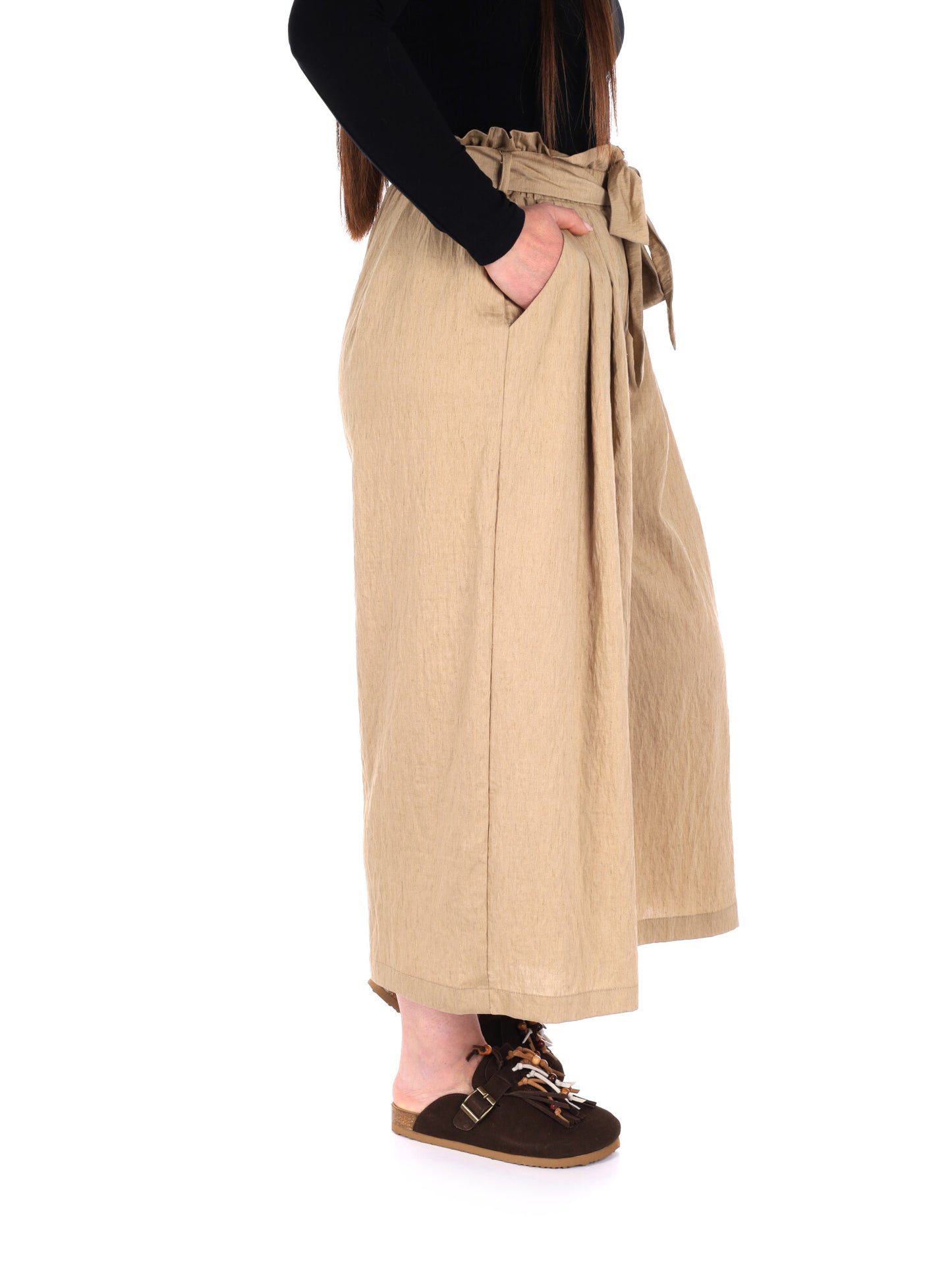 Pantaloni Yes-Zee Capri donna in fango per la primavera-estate