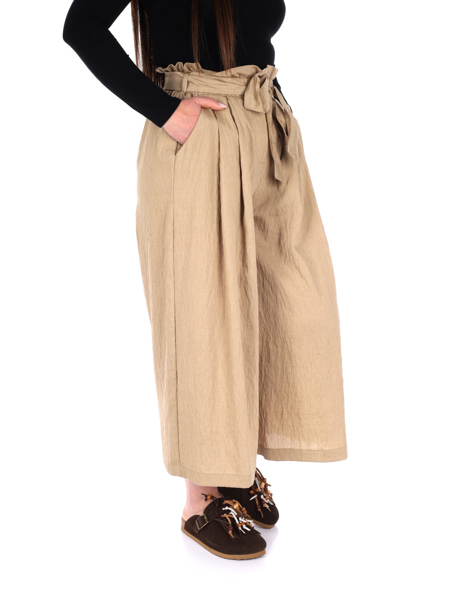 Pantaloni Yes-Zee Capri donna in fango per la primavera-estate
