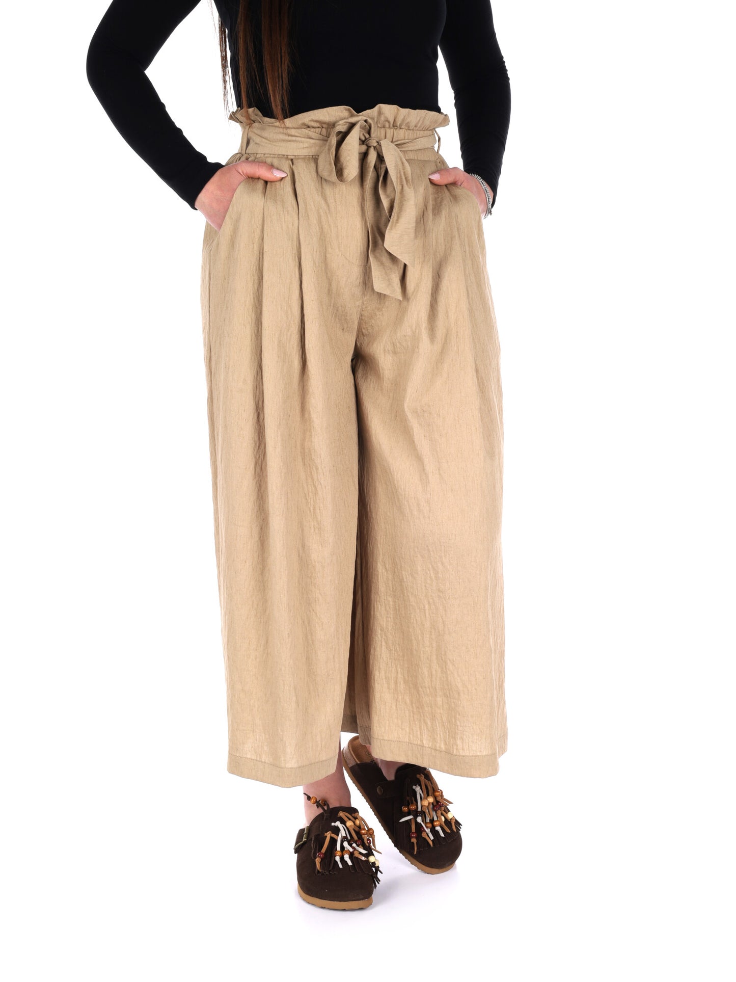 Pantaloni Yes-Zee Capri donna in fango per la primavera-estate