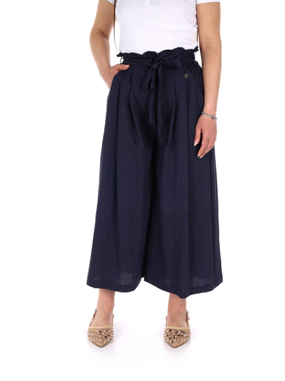 Pantaloni Capri Yes-Zee donna blu per la primavera