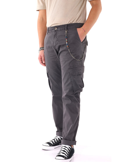 Pantaloni cargo grigi da uomo FB, perfetti per uso civile