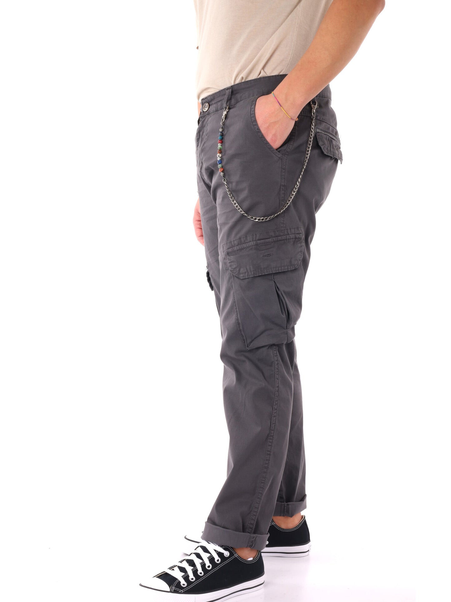Pantaloni cargo grigi da uomo FB, perfetti per uso civile