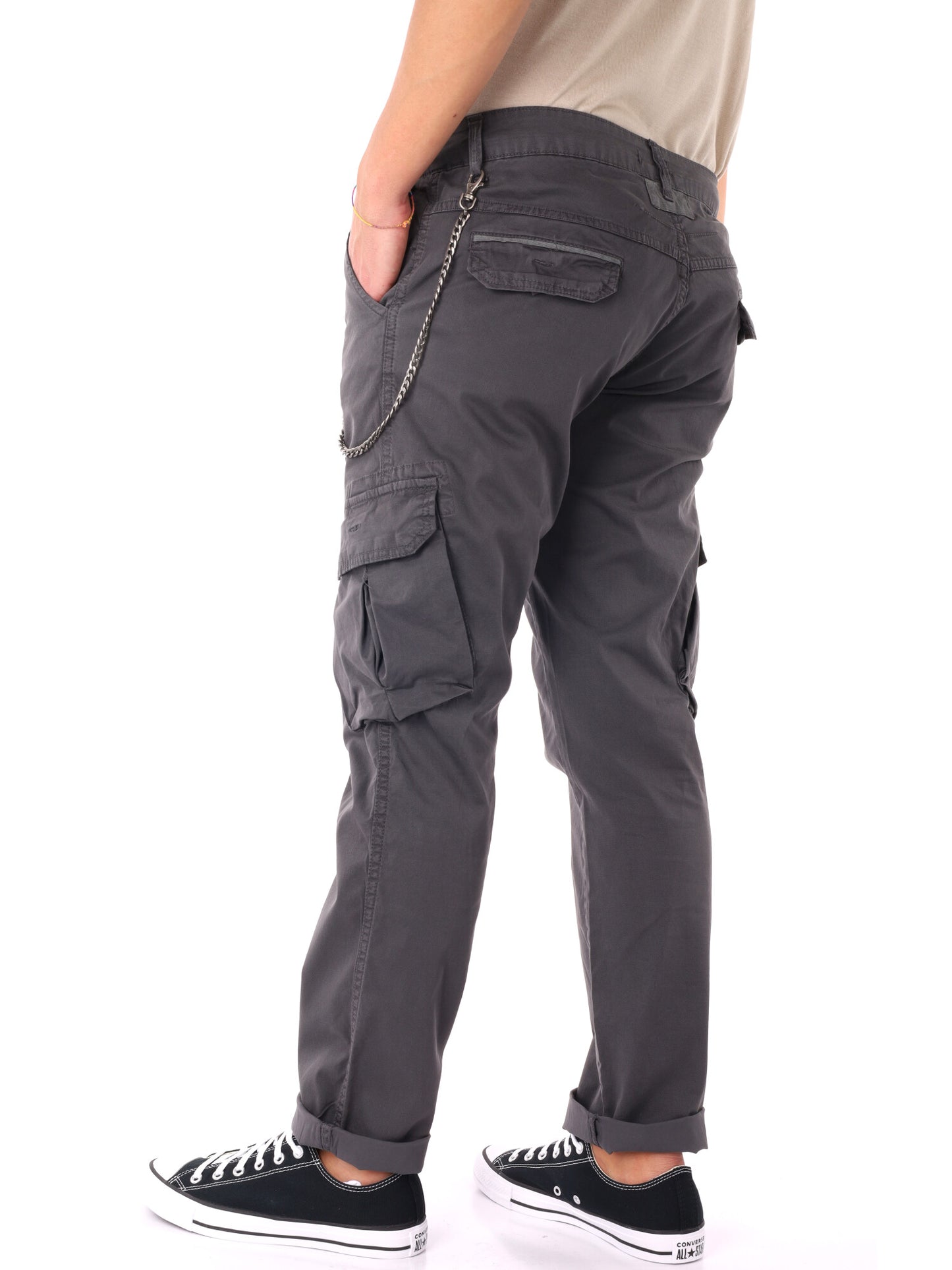 Pantaloni cargo grigi da uomo FB, perfetti per uso civile