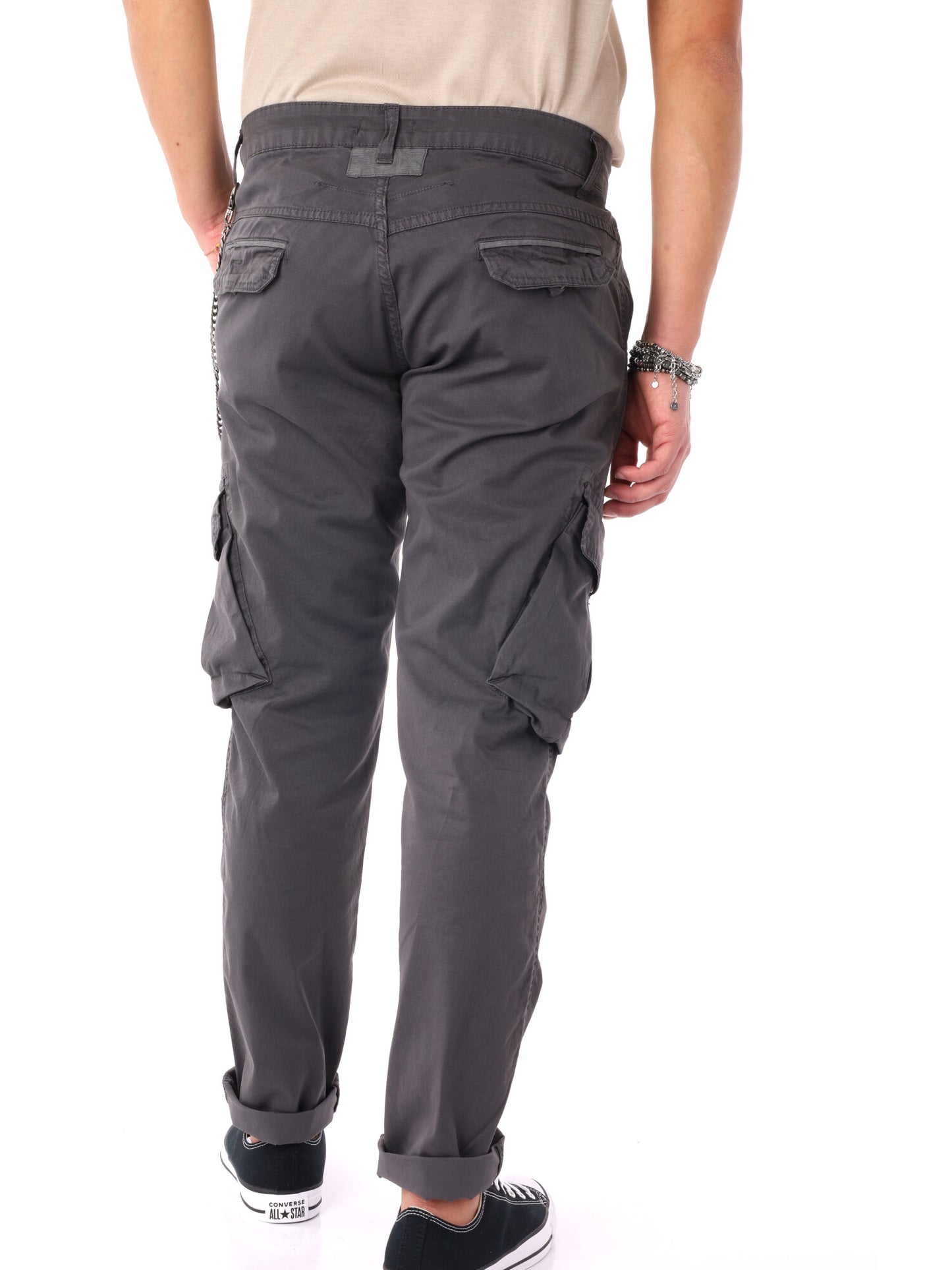 Pantaloni cargo grigi da uomo FB, perfetti per uso civile