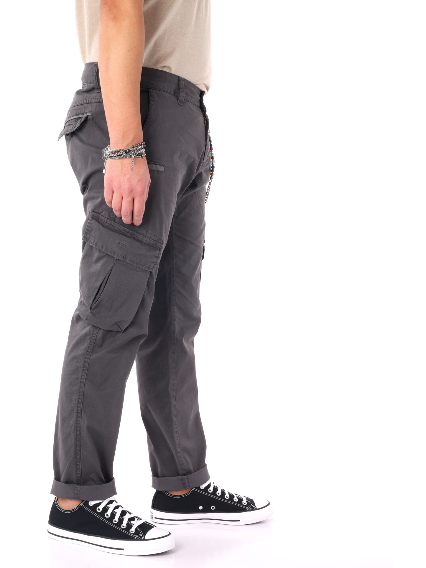 Pantaloni cargo grigi da uomo FB, perfetti per uso civile