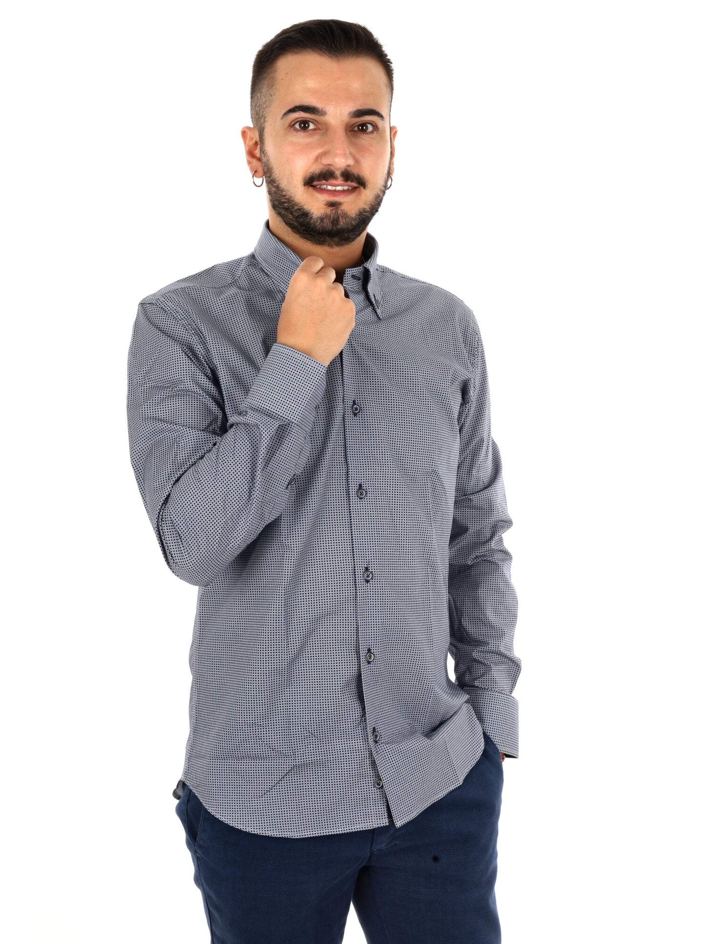 Fb Parigi 3, camicia da uomo blu