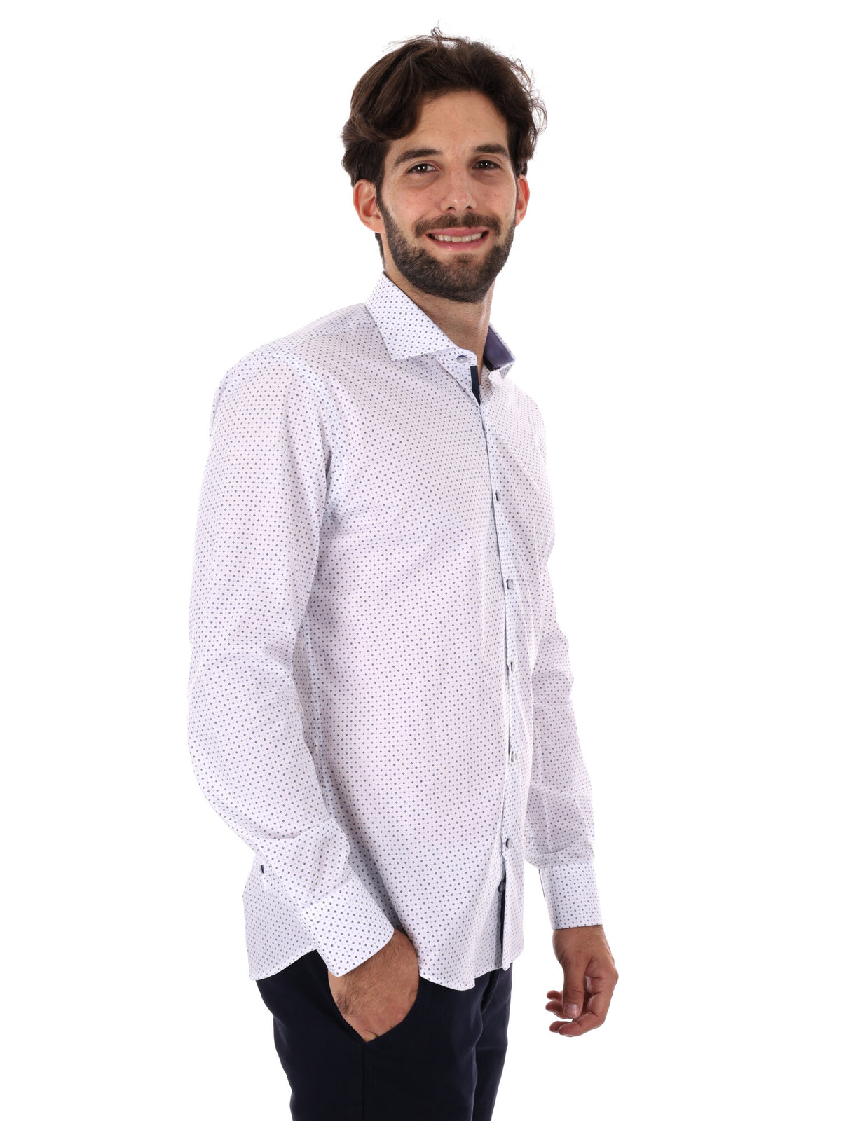 Fb camicia londra da uomo bianco-blu