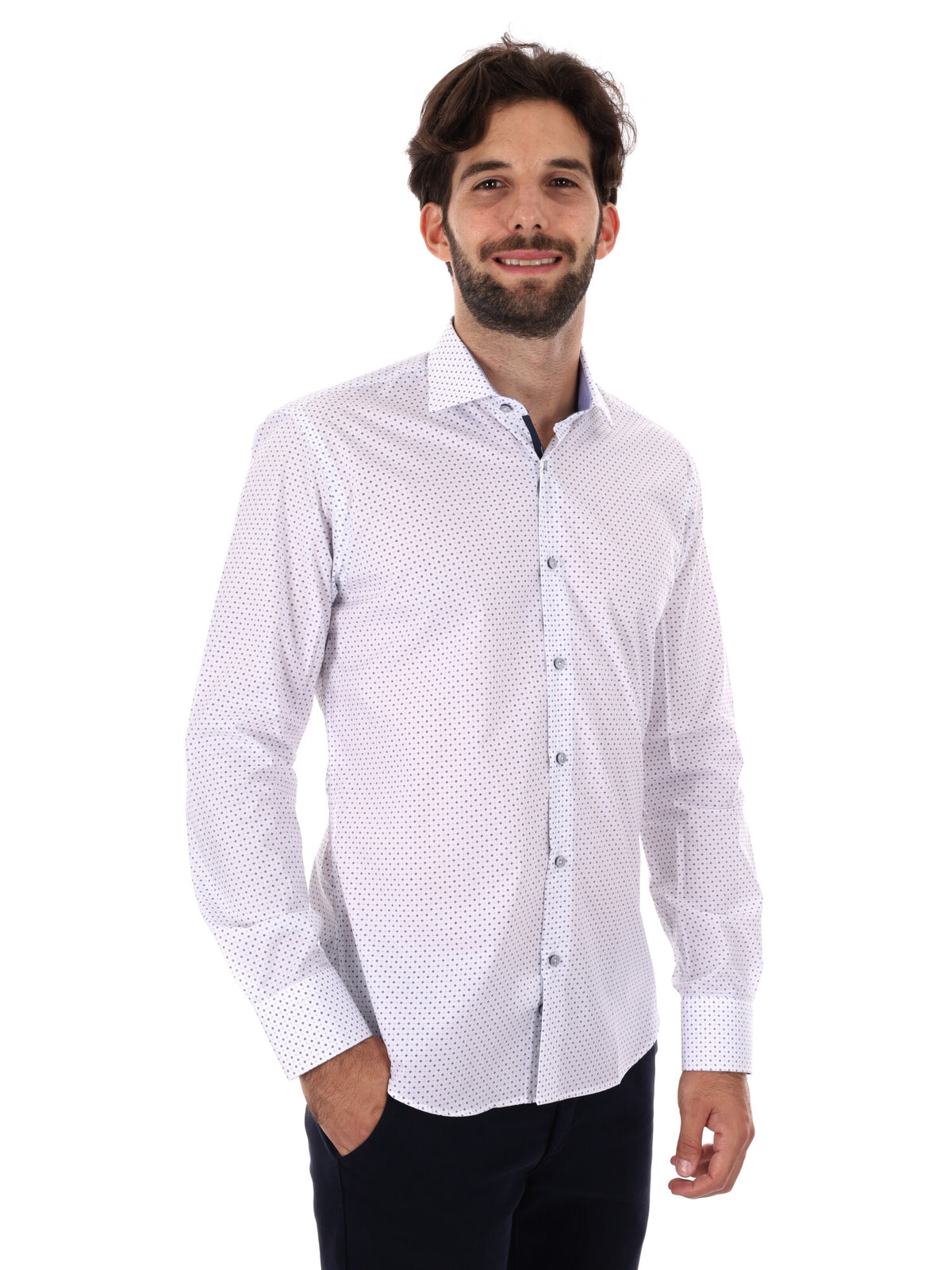 Fb camicia londra da uomo bianco-blu