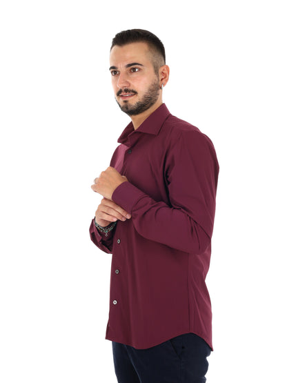 Fb Performance Bordo, camicia da uomo bordeaux