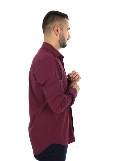 Fb Performance Bordo, camicia da uomo bordeaux
