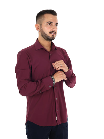 Fb Performance Bordo, camicia da uomo bordeaux