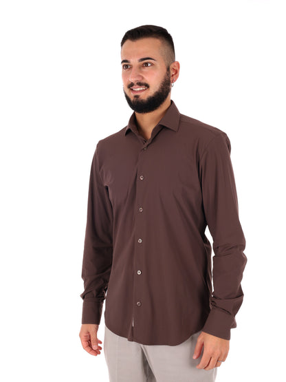 Camicia FB Performance uomo in tessuto tecnico marrone