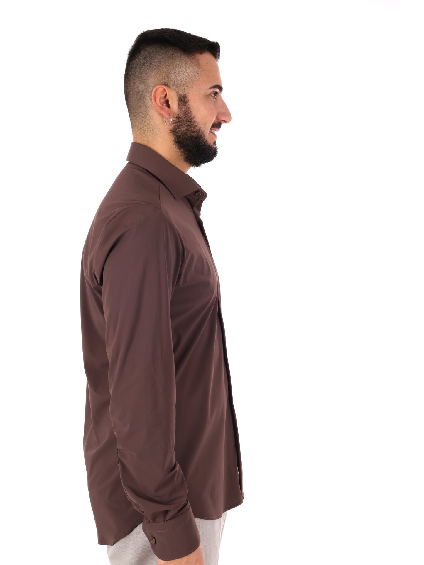 Camicia FB Performance uomo in tessuto tecnico marrone