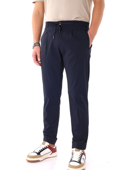 Pantaloni tecnici da uomo FB in lycra blu dallo stile sportivo e casual