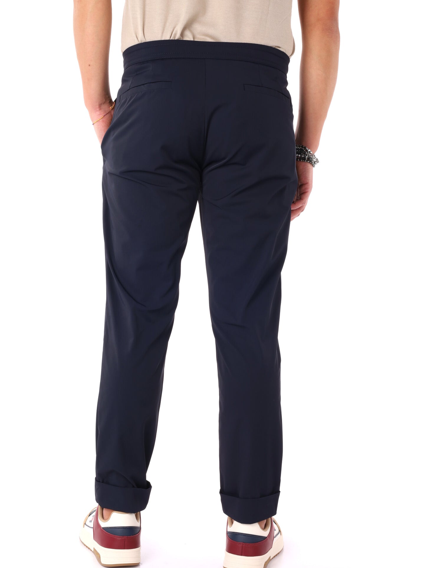 Pantaloni tecnici da uomo FB in lycra blu dallo stile sportivo e casual