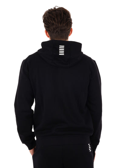 FELPA CON ZIP E CAPPUCCIO EA7 EMPORIO ARMANI DA UOMO NERO